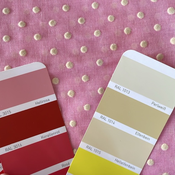 Vintage fabric, cream flocked polka dot, dusty pink semi sheer organdy, 48"x60" - Picture 8 of 8